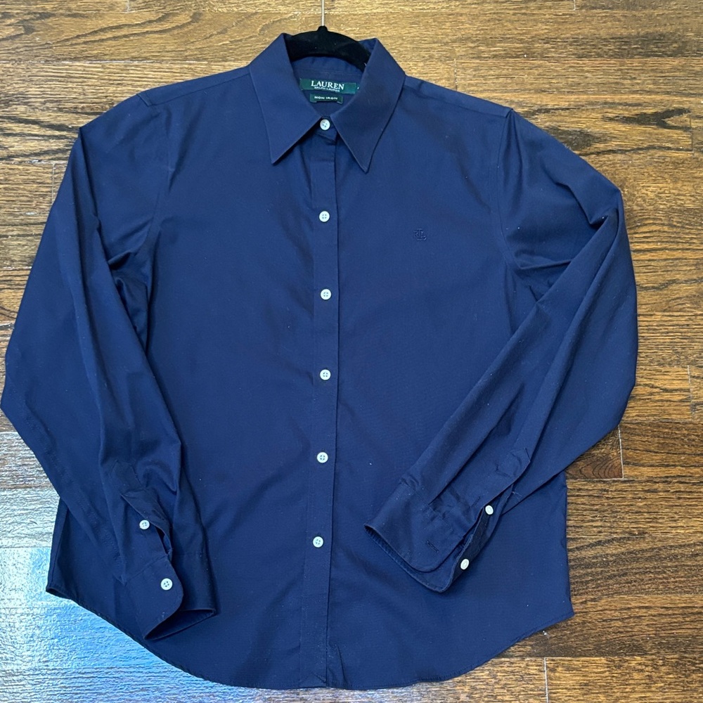 Ralph Lauren Dark Blue Casual Button Down Non Iron Shirt MP NWOT
